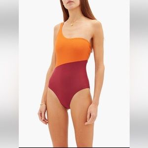 Casa Raki Magda one shoulder colorblock swimsuit